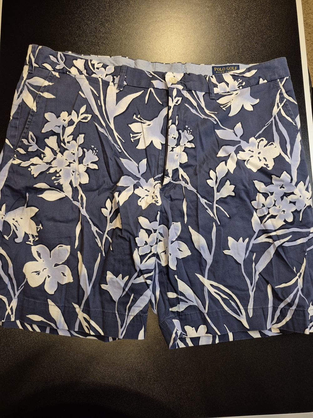 Polo Golf Navy Floral Flat-Front Men’s Shorts